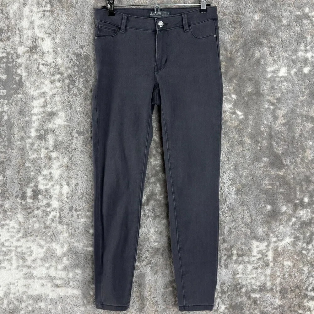 Primark‎ Womens Size 4 Cotton Stretch Jeggings Pants Gray Button Zip Casual